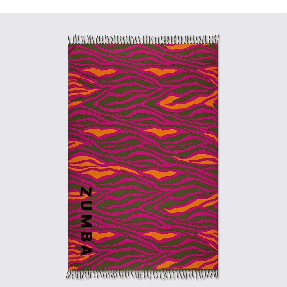 Zumba In The Wild Sarong Viscose Shocking Pink Zebra Printed Worn Multiple Ways - Picture 3 of 9